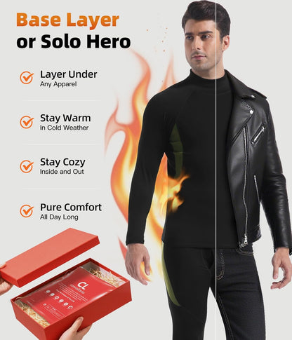CL convallaria Thermal Underwear Long Johns Set Mens Winter Gift Hunting Gear Sport Base Layer Bottom Top - Colors B