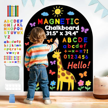 8 PCS Magnetic Wall Decals for Kids Magnetic Chalkboard Peel and Stick Magnet Sheets Board Sticker Tangram Puzzle Self Adhesive Contact Paper Dry Erase Blackboard for Playroom Homeschool 15.7"x10.4"
