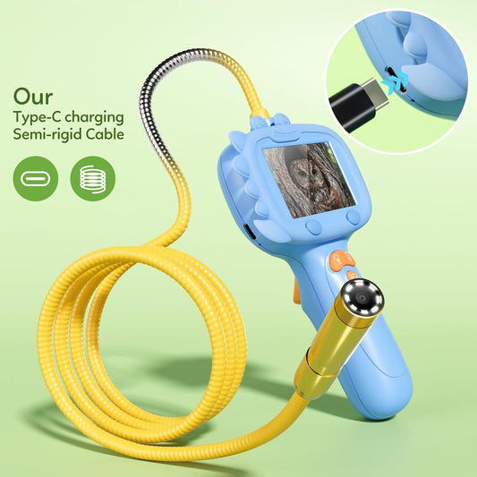 Kids Borescope Toys Camera with Light for 4-10 Years Old Boys Girls Birthday Gift Type-C Rechargeable STEM Science Educational Toy Snake Scope Camera for Outdoor Camping Nature Exploration