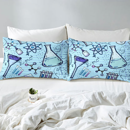 Erosebridal Chemistry Lab Bedding Set Twin Size Chemical Equation Duvet Cover for Boys Girls Chemical Elements Science Theme Comforter Cover Teens Kids Science Students Bedding School Dorm Room Decor