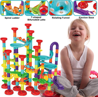 50 PCS Marble Toy Premium Set,STEM Educational Building Block Toy,Marble Track Race Set with 15 Glass Marbles for Boys & Girls,Construction Building Blocks Toys for Kids