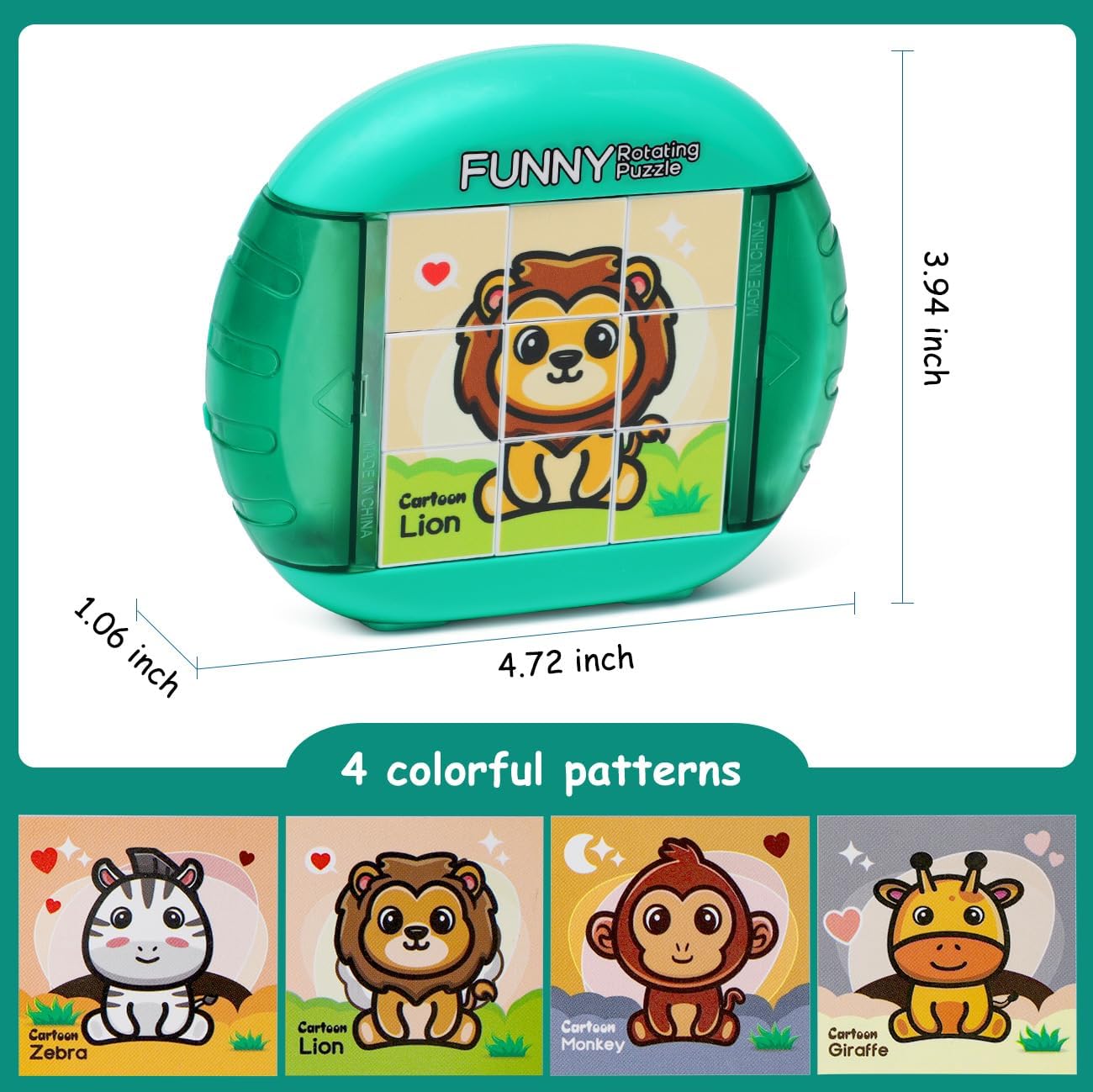 Rotating Puzzle for Kids 3 4 5 6 7 8 Year Old, 4 Puzzles in 1, Toddlers Travel, Car, Airplane, Road Trip Activities, Fine Motor Skills, Fidget, Gift for Boys & Girls Ages 3+ (Dinosaur)