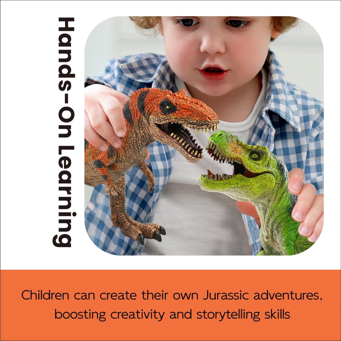 Zippytots 4 PCS Large Dinosaur Toys for Kids 3-5 Realistic Dinosaur Figures with Movable Parts & Learning Cards- Big Dino Toys for Kids 5-7 Ideal Gift for Toddlers Boys Girls Ages 3+