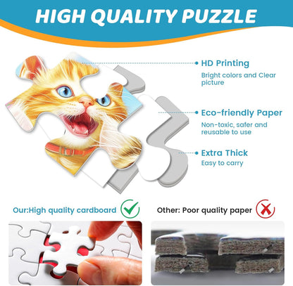 500 Piece Puzzles for Adults, Cat Family Dinner Large Piece Jigsaw Puzzle for Adults Seniors,Recycled Cardboard Puzzle 500 Piece,Family Activity Great Gift for Family Friends 20.5 * 15 in