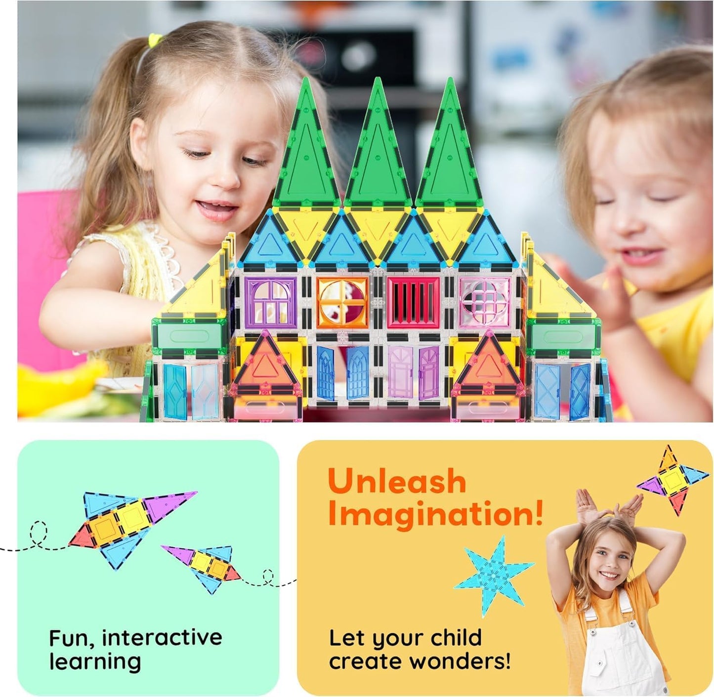 PicassoTiles 101 Piece Magnetic Tile Building Blocks Set with Durable Storage Bag STEM Educational Construction Magnet Toy Kit for Toddlers Preschool Kids Boys Girls Age 3 Plus Indoor Learning PT06