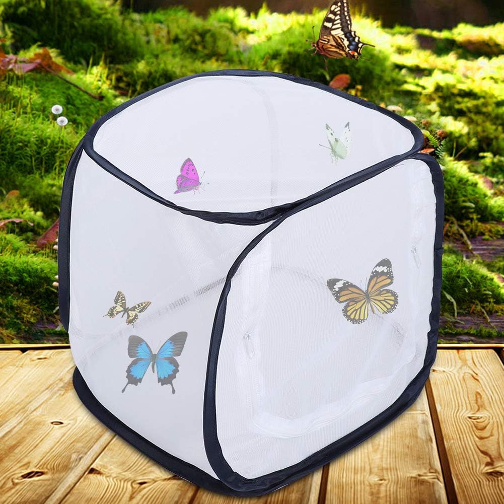 Breeding Cage Ventilated Butterfly House Portable Mesh Cage in Sect and Butterfly Habitat Cage Foldable Mesh Cage for Incubator Plant Growing Clear Observation