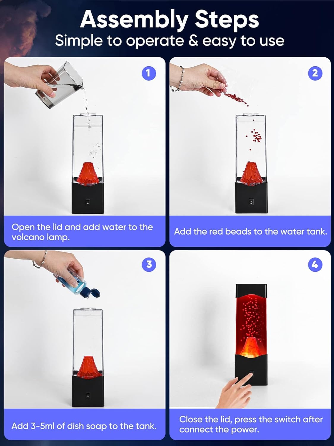 Volcano Night Light for Kids Adults,Fun Kids Gifts for Birthday Christmas,Unique Home Bedroom Bed Desk Decor Mood Light,Volcanic Science Kit Educate Autistic Toys,Bedside Table lamp for Son Grandson