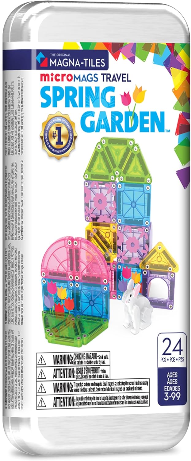 Magna-Tiles microMAGS 26-Piece Travel Magnetic Construction Set – Bold Colors, The Original Magnetic Building Brand