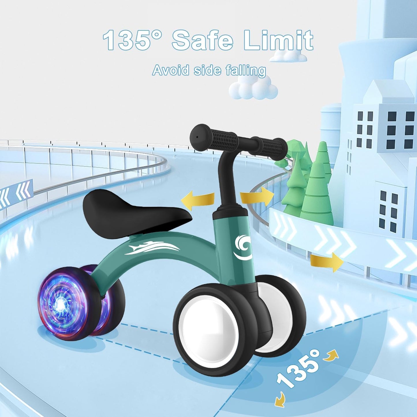 Gamfeiny Colorful Lighting Baby Balance Bike Toys for 1 Year Old Boy Girl Gifts, 10-36 Month Toddler Balance Bike, No Pedal 4 Silence Wheels & Soft Seat First Riding on Toys, 1st Birthday Gifts