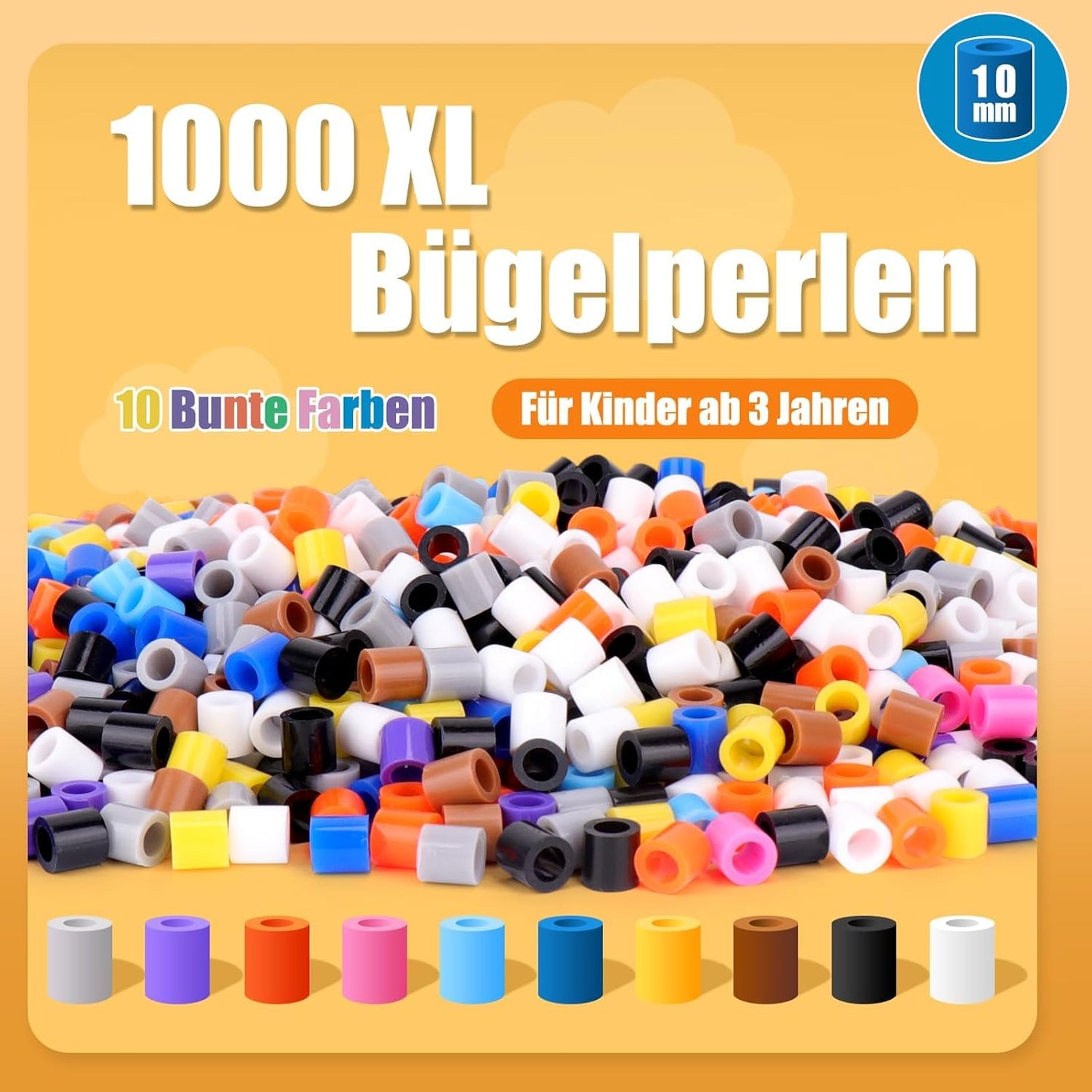 Homgaty 10MM Fuse Beads Kit,1000 PCS XL Iron Melting Beads for Christmas Patterns and Ironing Paper, DIY Art Craft Iron Bead,Crafts Set for Adult