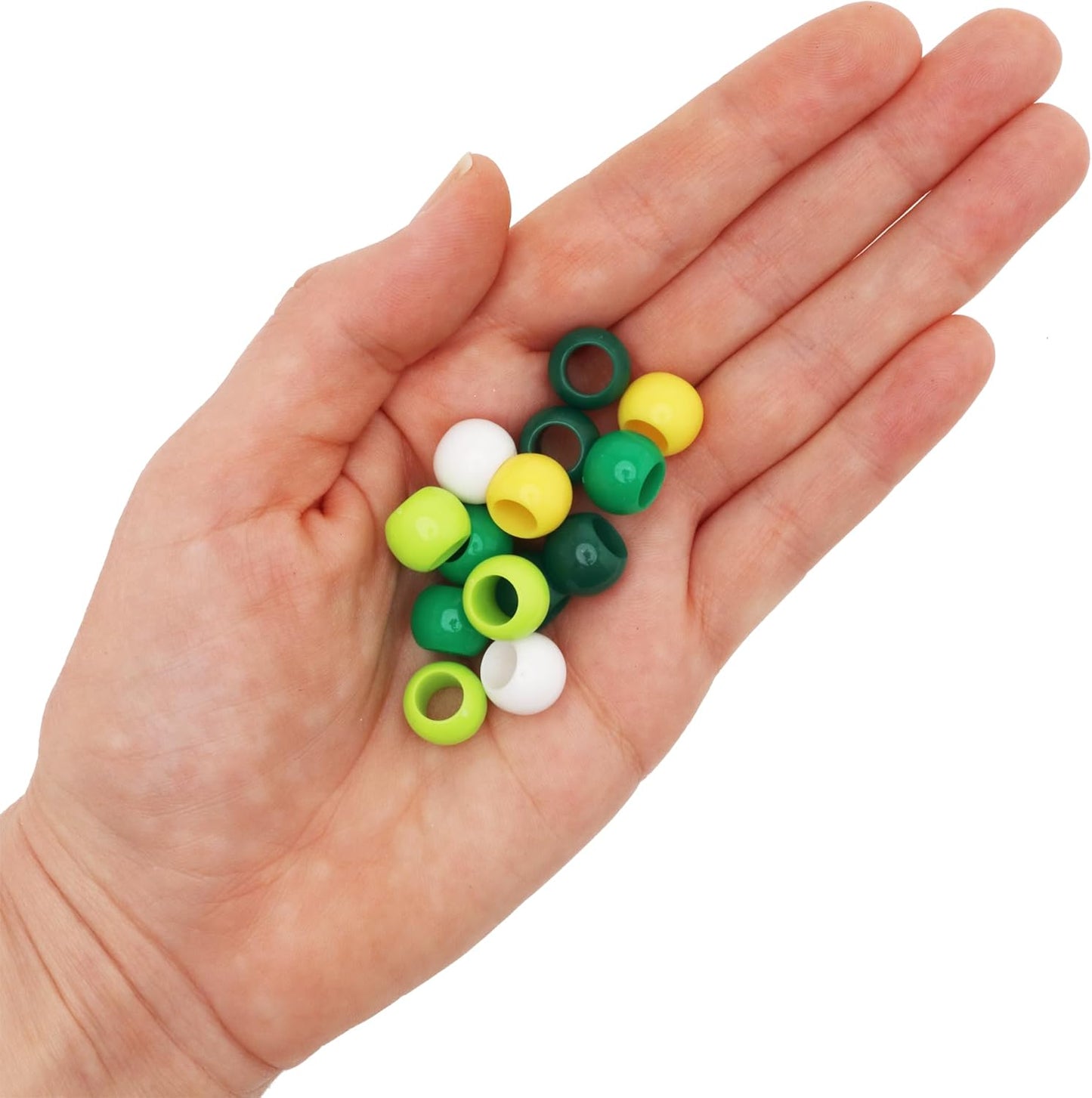 300 Acrylic Large Hole Beads for Crafts and for Hair 10mm x 12mm Acrylic Barrel Beads with 5.7mm Large Hole, Glossy Primary Assortment