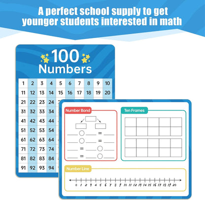 Dry Erase Number Line Whiteboard, 9" x 12" 1-100 Number Double-Sided Math Practicing Chart, Homeschool Supplies，Educational Tools for Kids Students Classroom