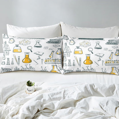 Erosebridal Chemistry Lab Fitted Sheet Twin Size Chemical Equation Bed Sheets for Boys Girls Chemical Elements Science Theme Bed Set Teens Kids Science Students Bedding Set School Dorm Room Decor