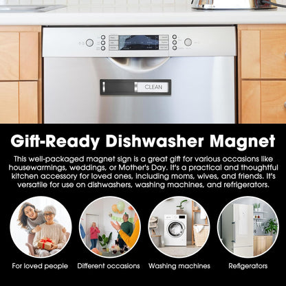 Clean Dirty Magnet for Dishwasher, Premium Stainless Steel, Dirty/Clean Speckled Design, Durable Magnet & Clear Indicators with Extra Tape (Silvery-Gray-01)