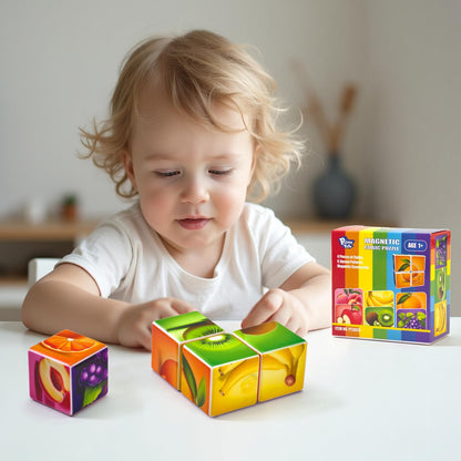 Pairez Toys Random 4 Sets of Magnetic Blocks for Toddlers, 4 Packs Total 16 PCS & 24 Patterns, Magnetic Puzzles for Kids 1-3, Preschool Learning Classroom Must Haves Puzzle Toys