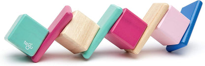 8 Piece Tegu Pocket Pouch Magnetic Wooden Block Set, Tints