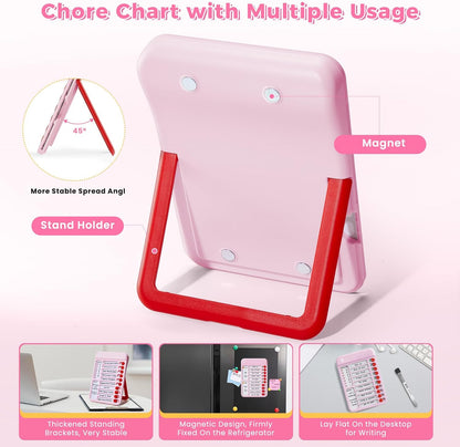 Magnetic Chore Chart for Kids, ADHD Tools for Kids to Do List Checklist Task Board Routine Chart Visual Schedule for Fridge with 10 Sliders and Magnetic Marker - White