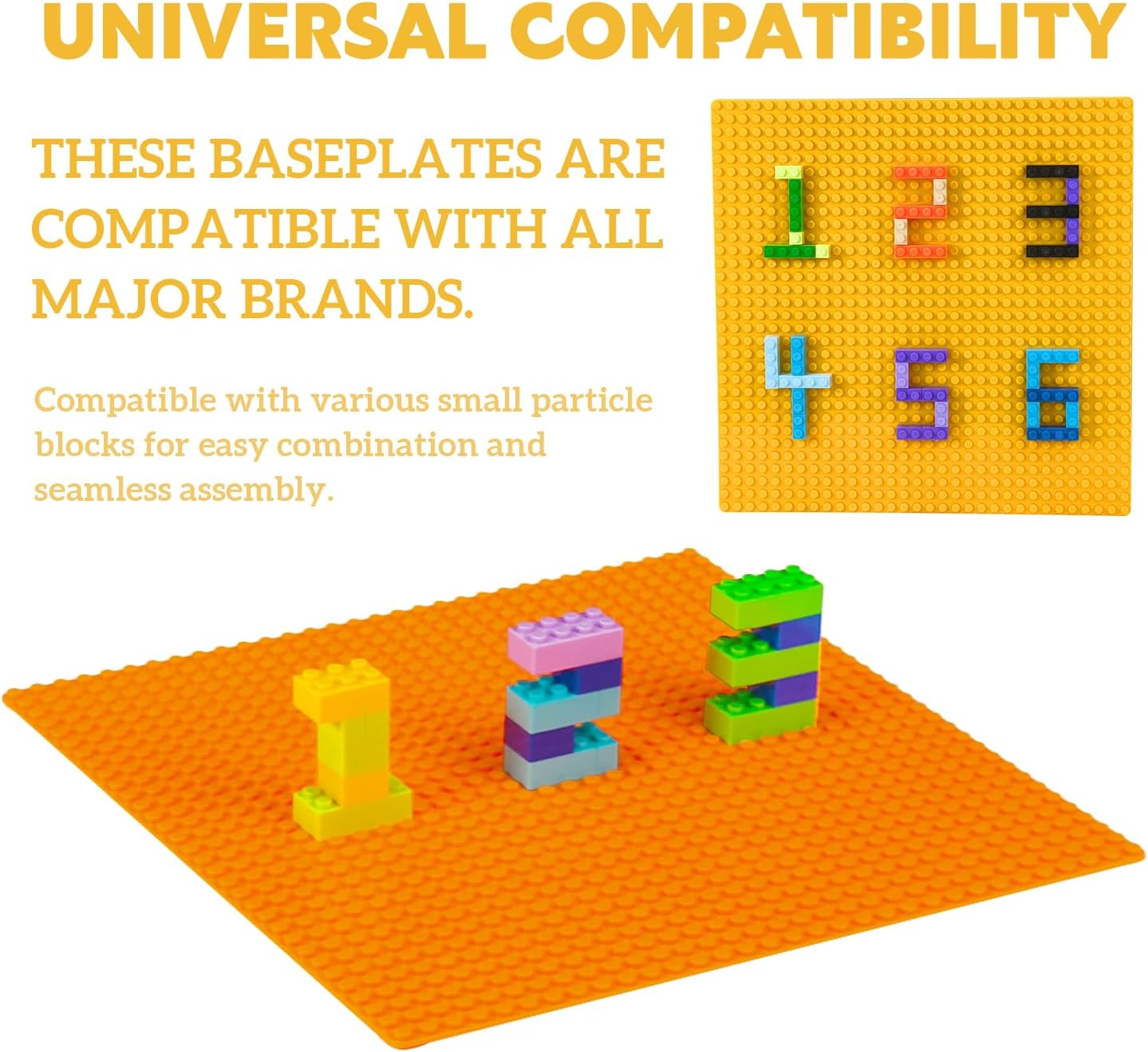 Pairez Toys 8-Pack Classic Baseplates for Building Bricks (10" x 10") – Compatible with All Major Brands, Construction Toys for Kids Ages 4-8+, Black, White, Dark Gray, Light Gray