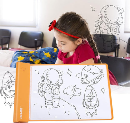 IMAGE Light Up Tracing Pad for Kids Drawing Tablet Board Children Portable Art Christmas Gift for Boys Girls Ages 6+ (Includes 10 Traceable Sheets and Two Clips), Durable & Fun Creative Toy(Blue)