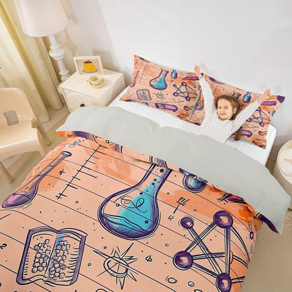 Erosebridal Chemistry Lab Bedding Set Twin Size Chemical Equation Duvet Cover for Boys Girls Chemical Elements Science Theme Comforter Cover Teens Kids Science Students Bedding School Dorm Room Decor