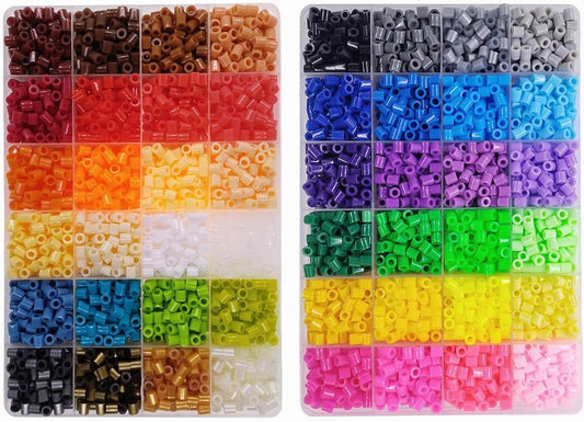4800pcs Fuse Beads Kit for Kids Crafts, 48 Colors 5mm Melting Beads Set Including Pegboards, Ironing Paper, Tweezers, Birthday and Christmas Gift