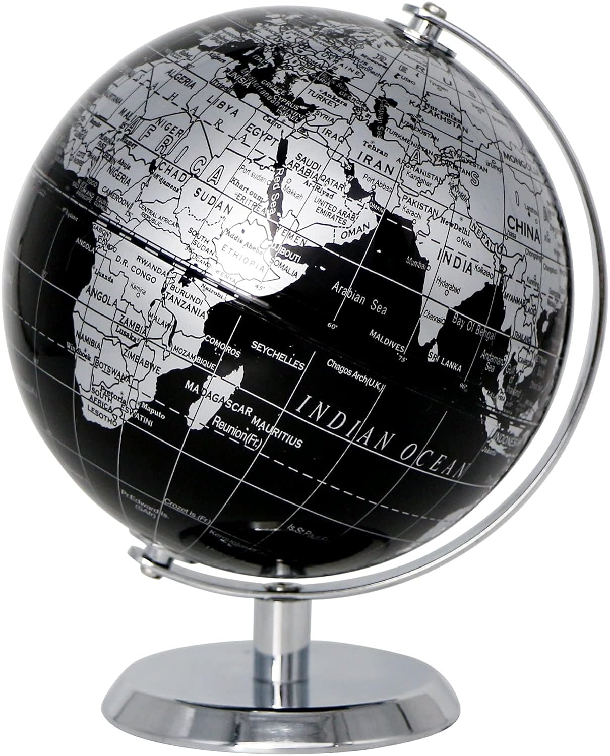 Political Globe Dia 5.5-inch / 14cm- Educational/Geographic - Stainless Steel Arc and Base - School, Home, and Office