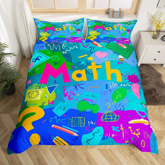 Erosebridal Chemistry Bedding Set Chemical Equation Comforter Cover for Kids Boys,Science Students Duvet Cover Test Tube Microscope Chemical Equipment Bed Set Full,Science Educational Dorm Room Decor