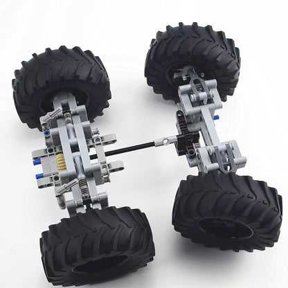 Technics Parts Vehicles Suspension System with Tire 107x44 Technical Parts Set Compatible with All Major Brands, MOC Parts Building Toy DIY Accessories (200pcs)