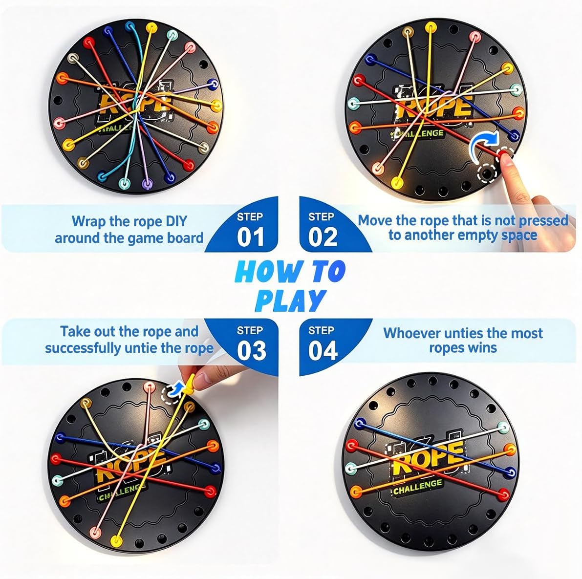 Rope Challenge Game, Rope Untangling Puzzle Game Brainy Strategy Board Games Challenge Rope Escape Game for Kids & Adults- Multi-Level Logic Game Family Travel-Friendly Educational Toys