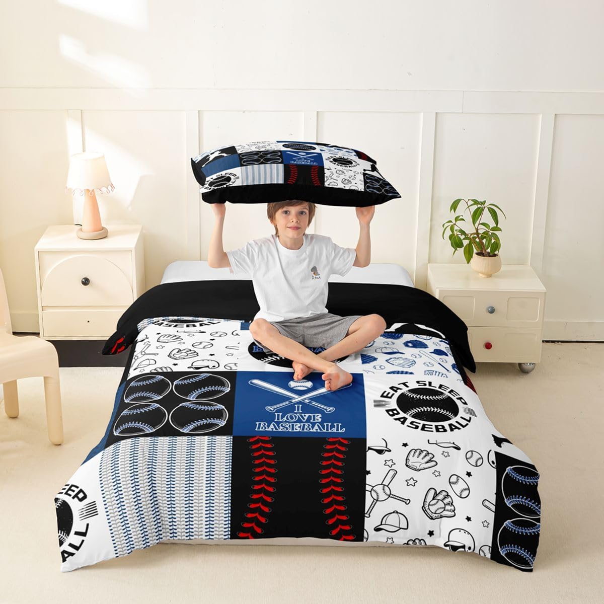 Drum Kit Duvet Cover,Kids Musical Instruments Bedding Set,Rock Music Comforter Cover for Boys Girls Room Decor,Neon Lighting Lightweight Bedspread Cover Twin Size with 1 Pillow Case(No Comforter)