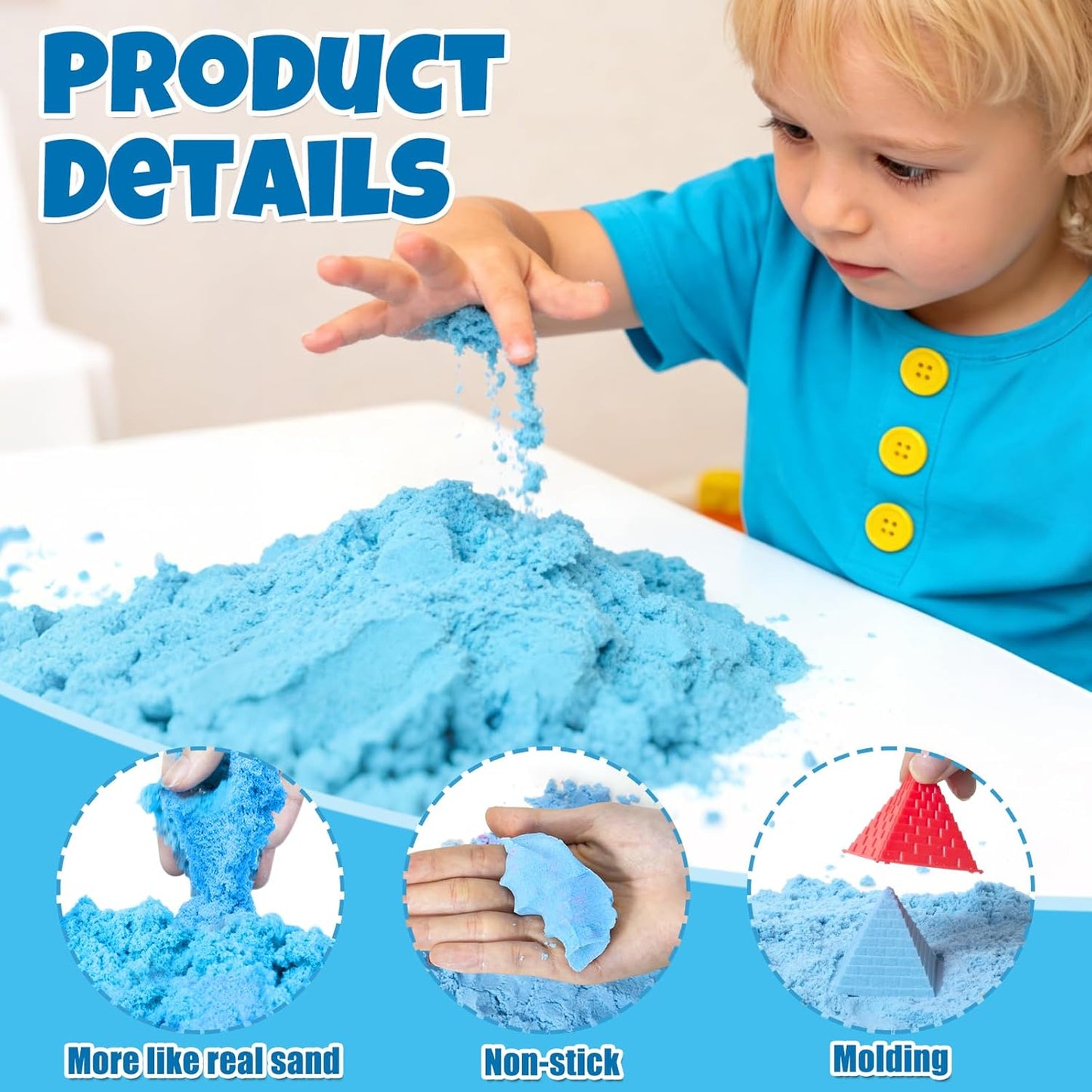 Sensory Bin, 48Pcs Unicorn Sandbox with Lid Play Sand Art Kits for Girls Toddlers Sensory Toys with Magic Sand, Unicorns, Mermaid, Cleaning Tools, Birthday Gifts for Kids Age 3 4 5 6 7 8