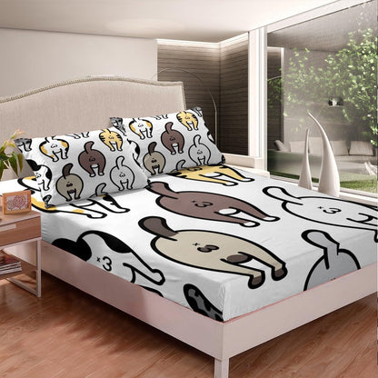 Manfei Musical Kids Fitted Sheet Full Size, MusicalGuitar Radio Drum Kit Headset Print Bedding Set 3pcs for Boys Girls, Rock Music Bed Cover with 2 Pillowcases, Soft Polyester Bedding, No Top Sheet