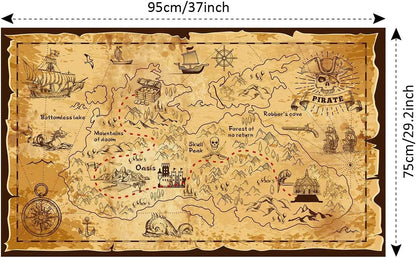Pirate Spyglass Telescope Treasure Map Pocket Compass Kids Toys Set, Handheld Collapsible 25x30 Zoomable Monocular Polyester Fabric Huge Map & Golden Compass Boys Gift for Pirate Lovers