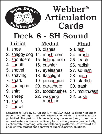 Super Duper Publications | Articulation SH Sound Fun Deck | Vocabulary and Language Development Flash Cards | Educational Learning Materials for Children