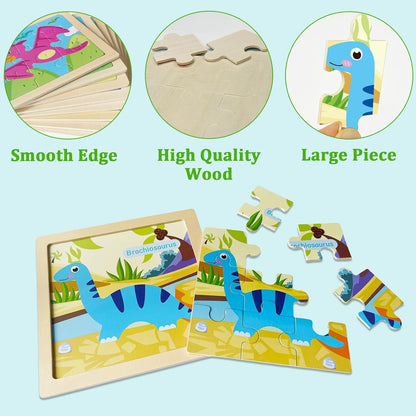 Wooden Puzzles for Toddlers 2-4, 9 Pieces Animal Jigsaw Puzzles for Kids Ages 3-5, Preschool Learning Activities, Learning & Educational Toys, Gifts for Boys, Girls