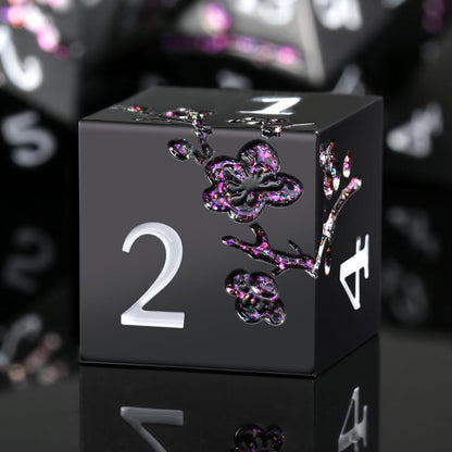 DnDnD Heavy Polyhedral Metal Dice Set with Metal Box, 7-die Shiny Blue Surface with Golden Number for RPG,Dungeons and Dragons,Pathfinder,Shadowrun,D&D,Role Palying Game and Math Teaching - Colors A