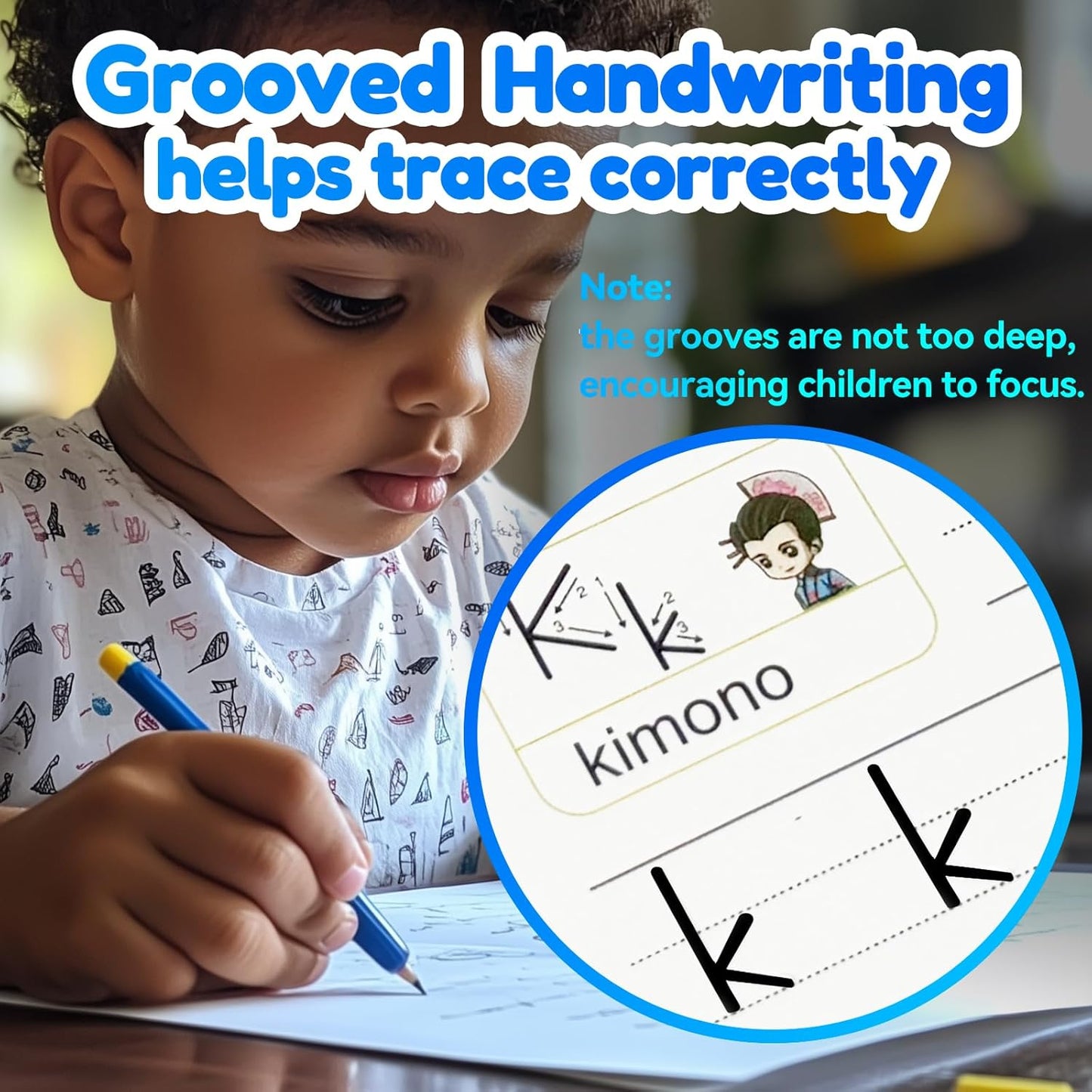 4 Magic Tracing Practice Books – Grooved Handwriting Arabic Copybooks for Kids, Reusable Writing Practice Workbooks Without Tears, Disappearing Ink for Toddlers Preschool Learn (Arabic)