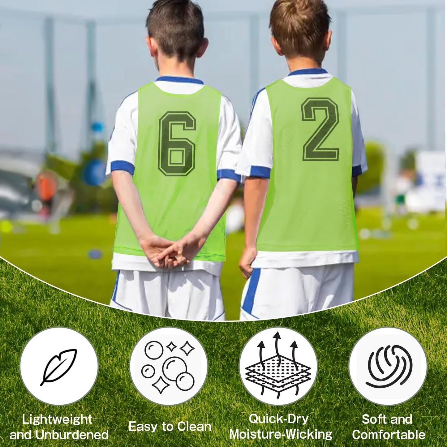 6 Pcs Pinnies Team Practice Vests with Numbers for Child Youth Teen Adult,Ideal for Soccer, Football,Basketball