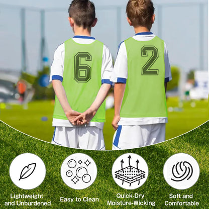 6 Pcs Pinnies Team Practice Vests with Numbers for Child Youth Teen Adult,Ideal for Soccer, Football,Basketball