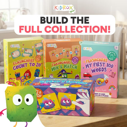 Kidrox Squad Alphabet Flashcards for Kids – 26 Slide-Reveal Cards in English & Spanish | Magic Pull-Tab Bilingual Learning Game for Toddlers & Preschoolers Age 3+