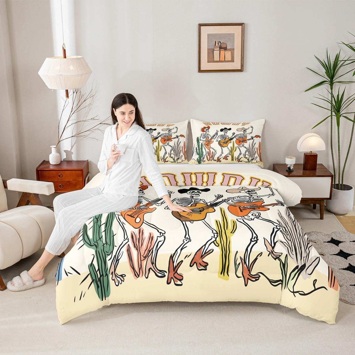 Erosebridal Drum Kit 3D Print Kids Comforter Sets Rock Music Themed Full Bedding Set for Boys Girls Musical Pattern Comforter Set,Colorful Retro Style Quilt Duvet 3 Pcs