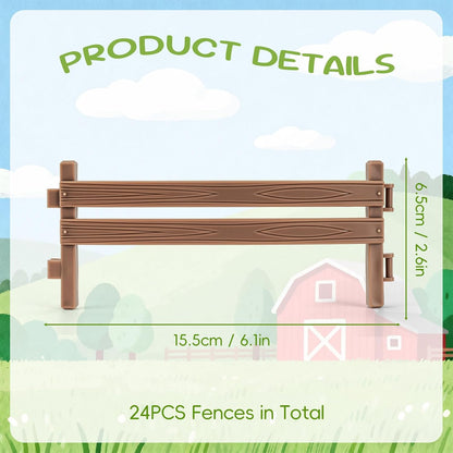 24PCS Farm Ranch Animal Fence Corral Toys for Kids Age 3-5 5-7 4-8 Years Olds Boys Girls, Educational Farm Animal Cake Toppers for Toddlers 3 4 5 6 7 8 9 10