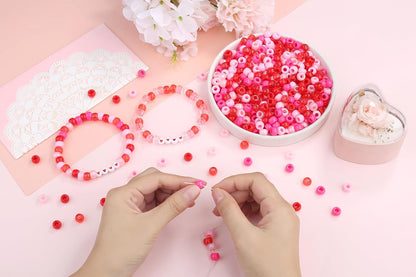 Red Pony Beads 1000Pcs 9mm Pony Beads Bulk Red Perler Beads for Friendship Bracelets Kandi Beads Hair Beads for Braids Beads for Crafts