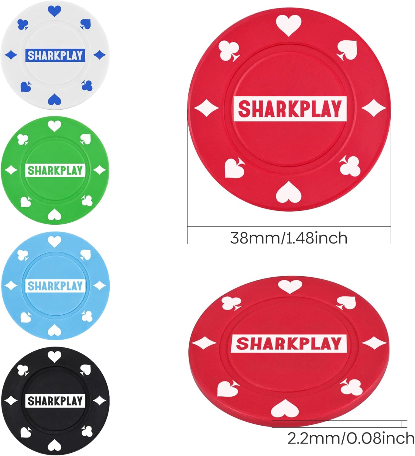 Plastic Poker Chips Set with Storage Box for Blackjack, Texas Hold'em, Night Poker Games