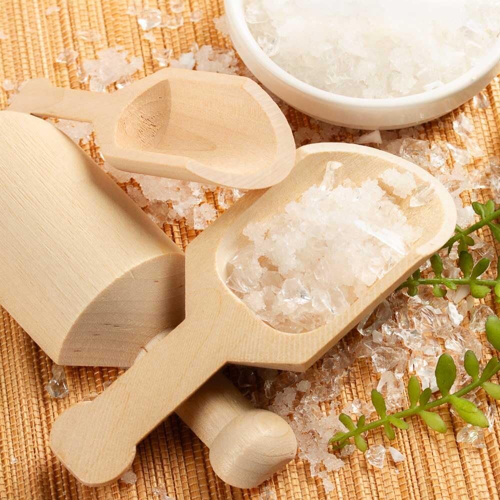 Unfinished Wood Spoon Scoops Set of 6 by Factory Direct Craft for Bath Salts, Sugar Scrubs, Spices or Educational Sensory Bins - 4-1/8 Inches Long