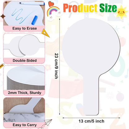 Zhehao 24 Pieces Dry Erase Answer Paddles Auction Paddles Bulk DIY Double Sided Mini Handheld Dry Erase Answer White Board Signs Auction for Students Teachers Classroom Voting Games Party