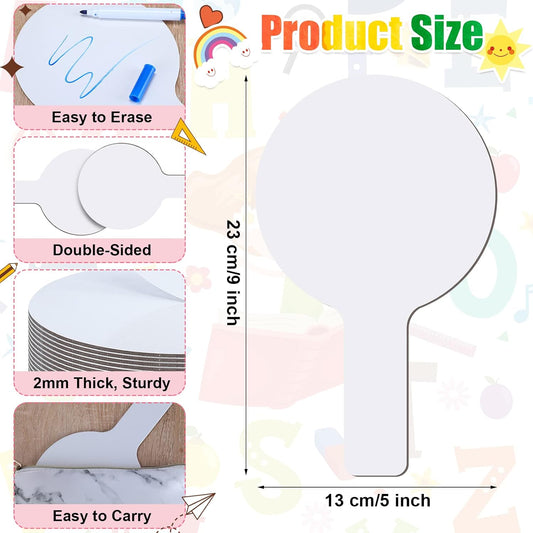 Zhehao 24 Pieces Dry Erase Answer Paddles Auction Paddles Bulk DIY Double Sided Mini Handheld Dry Erase Answer White Board Signs Auction for Students Teachers Classroom Voting Games Party