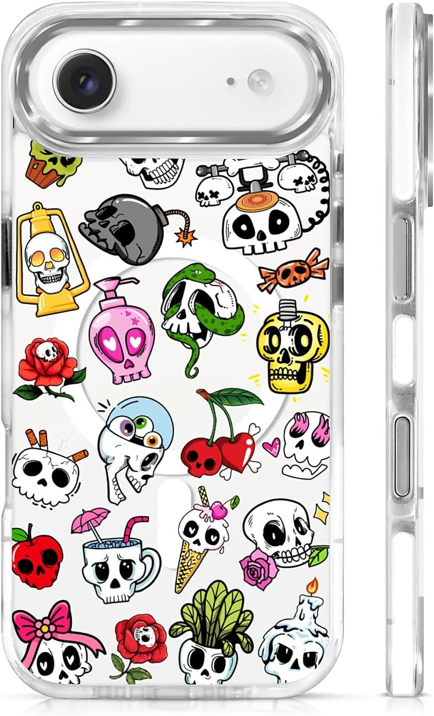 for iPhone 17 Pro Max Case [Compatible with Magsafe],Girls Women Clear Magnetic Case Silicone Shockproof Protective Cover with Pattern Colorful Motivational Letters