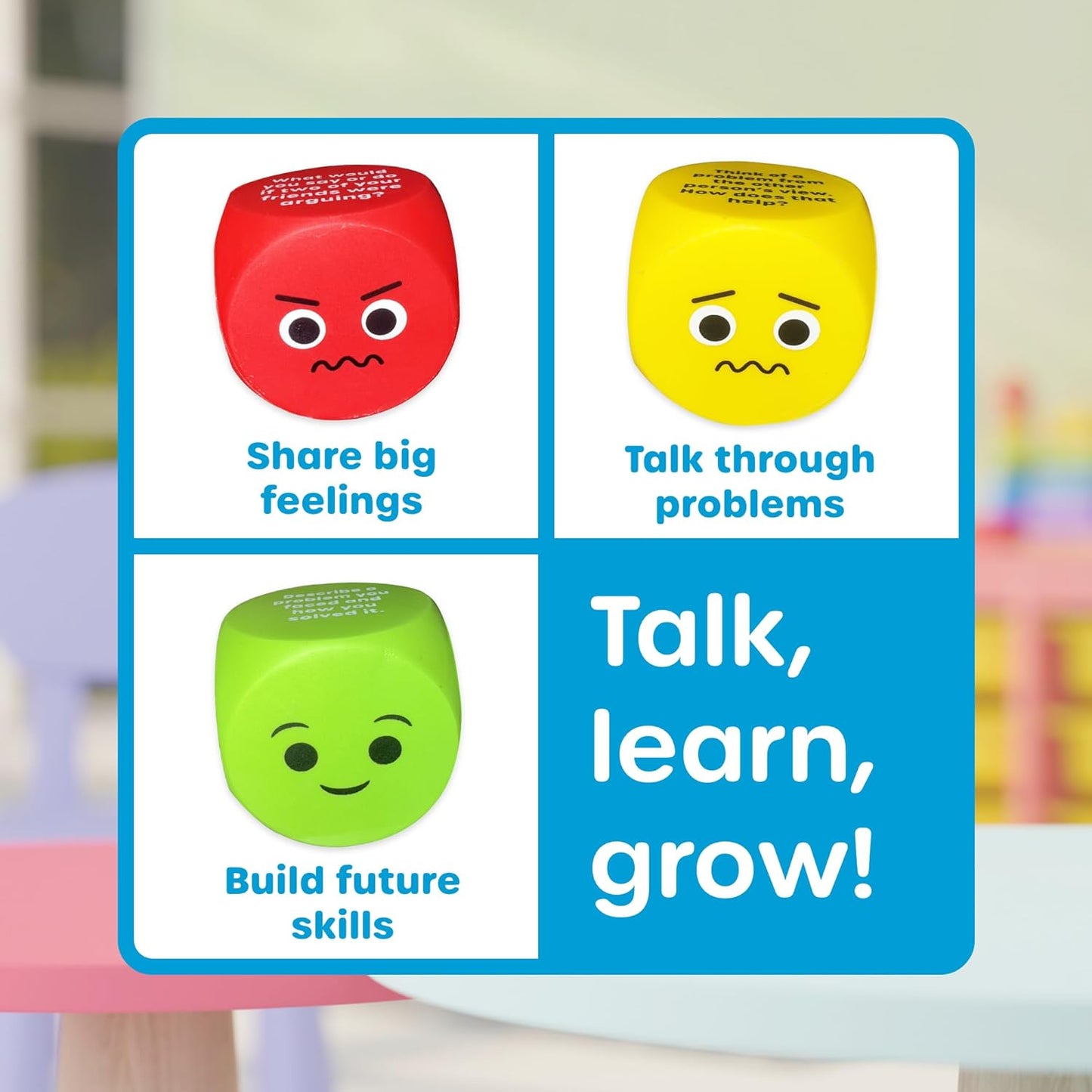 Learning Resources Conflict Resolution Cubes - Conversation Starter Cubes, Therapy Games for Kids, Social Skills Cards, Social Emotional Learning Games, Table Questions for Family Dinner
