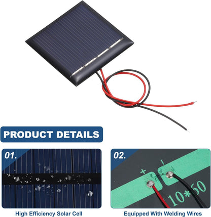 MECCANIXITY 2 Pcs 5.5V 0.44W 70mA Mini Solar Panels, Small Polycrystalline Solar Cell Panel with 2 Cable for DIY Electric Toy Materials Kits Charger, 60mm x 60mm